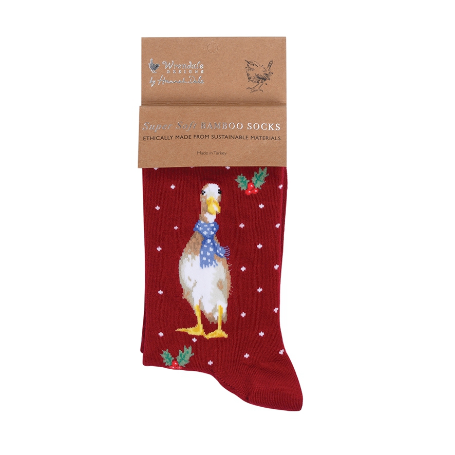Chaussettes de Noël de canard "Christmas Scarves" taille femme Wrendale Designs