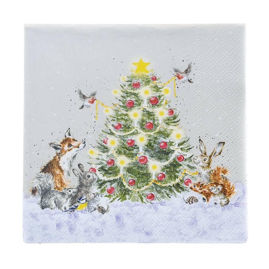 Serviette de Noël "Oh Christmas Tree" lunch size 33 x 33cm Wrendale Designs