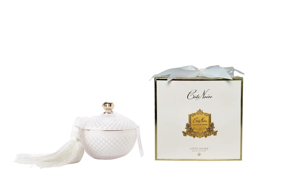White & Gold runde Deco Kerze Jasminblüte 300g - Côte Noire