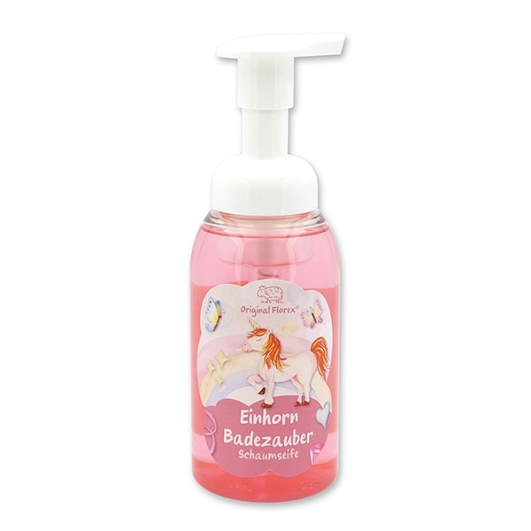 Schaumseife mit biologischer Schafmilch 300ml im Spender "Einhorn Badezauber", Blütenzauber