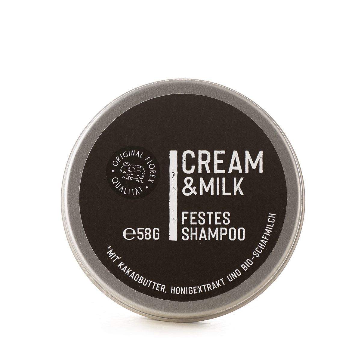 Festes Haarshampoo 58g Cream & Milk in Dose Schwar