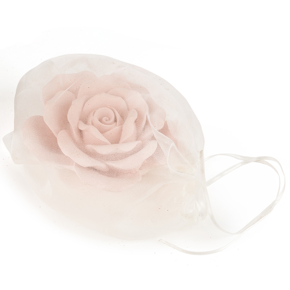 Rose rosa ALBA Keramik XXL im Organza beduftet