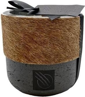 Oscar Luxury Kerze M anthrazit schwarz mit Kuhfell braun