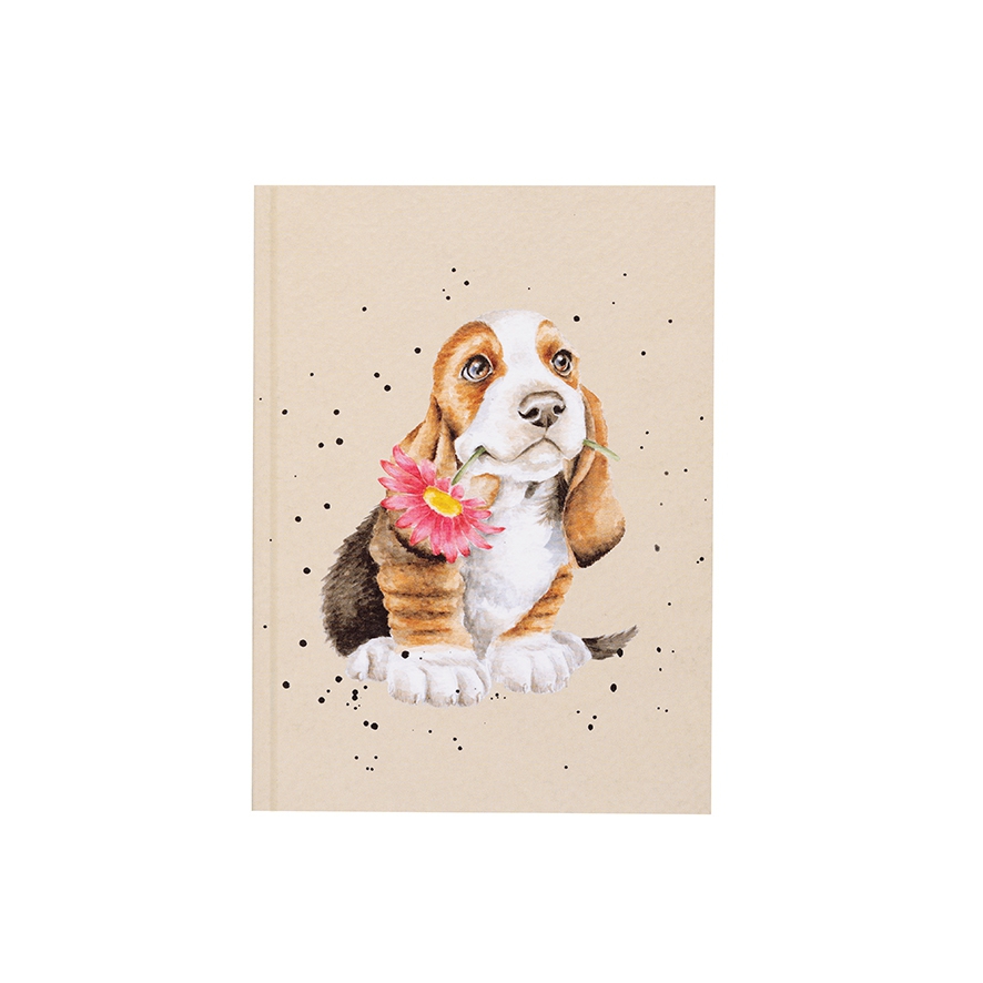 Hund mit Blume A6 Notizblock "Owlets" 105 x 148mm Wrendale Designs
