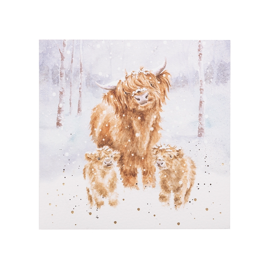 Hochlandkuh Weihnachtskarten "A Highland Christmas" 120 x 120mm Wrendale Designs