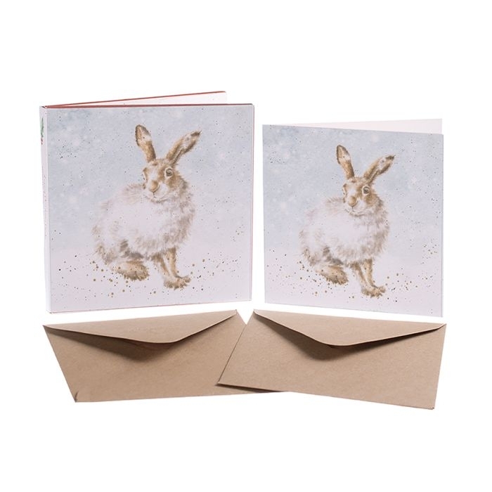 Hase Weihnachtskarten "Winter Hare" 120 x 120mm Wrendale Designs