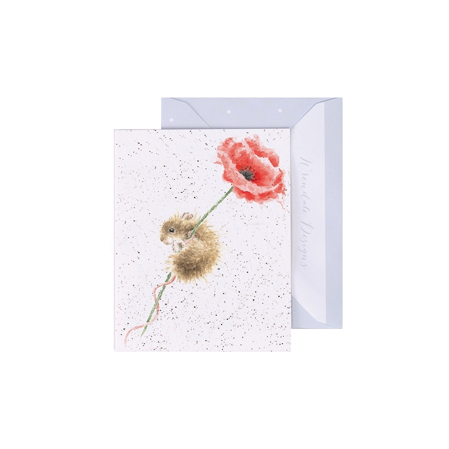 Maus Blume Geschenkkarte 90 x 75mm Wrendale Designs
