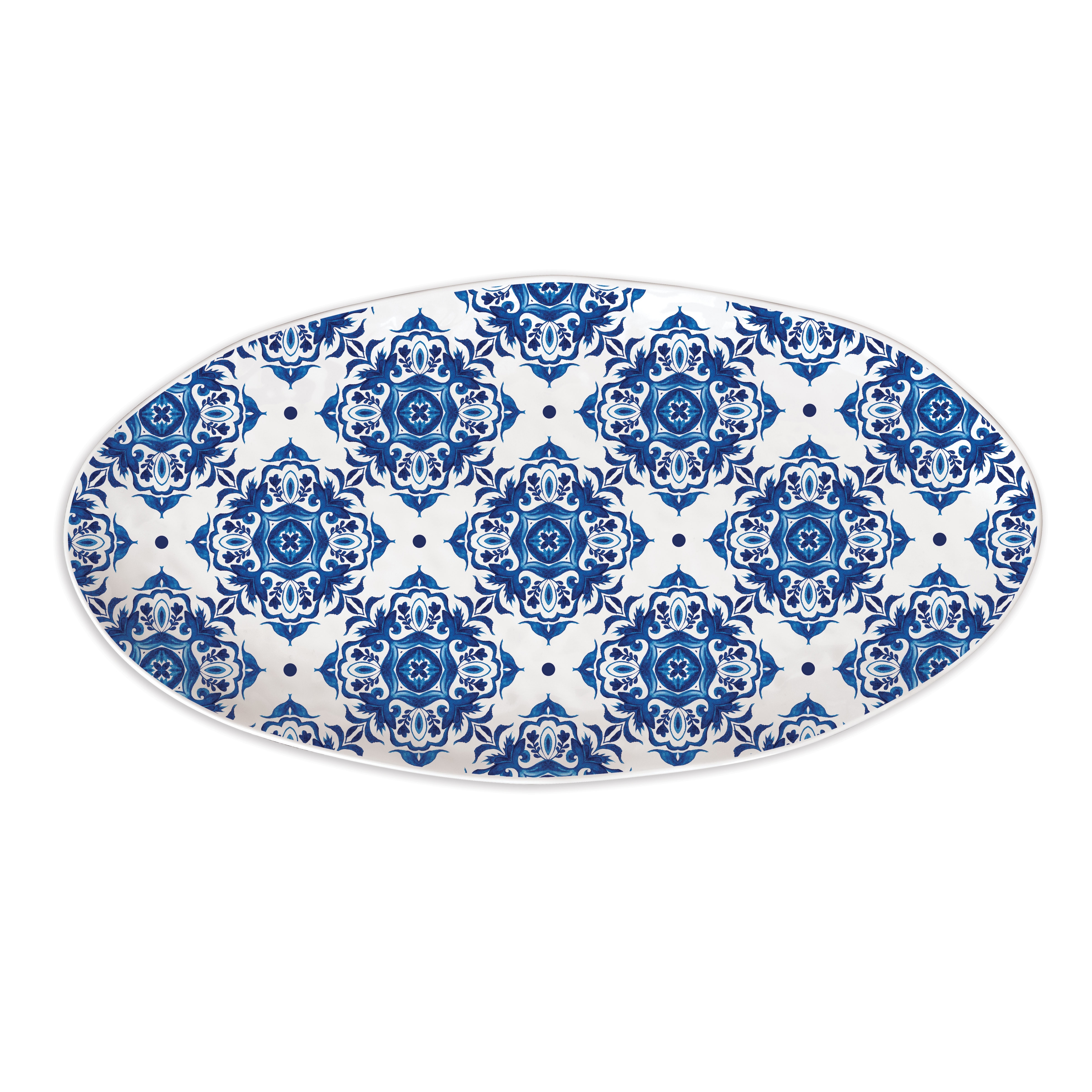 Indigo Seas Ovale Platte aus Melamin Michel Design Works