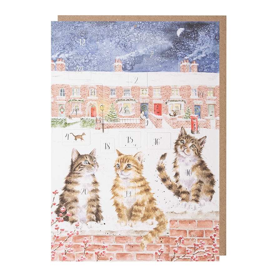 Katze Adventskalender "In the lane, snow is glistening" 210 x 297mm Wrendale Designs