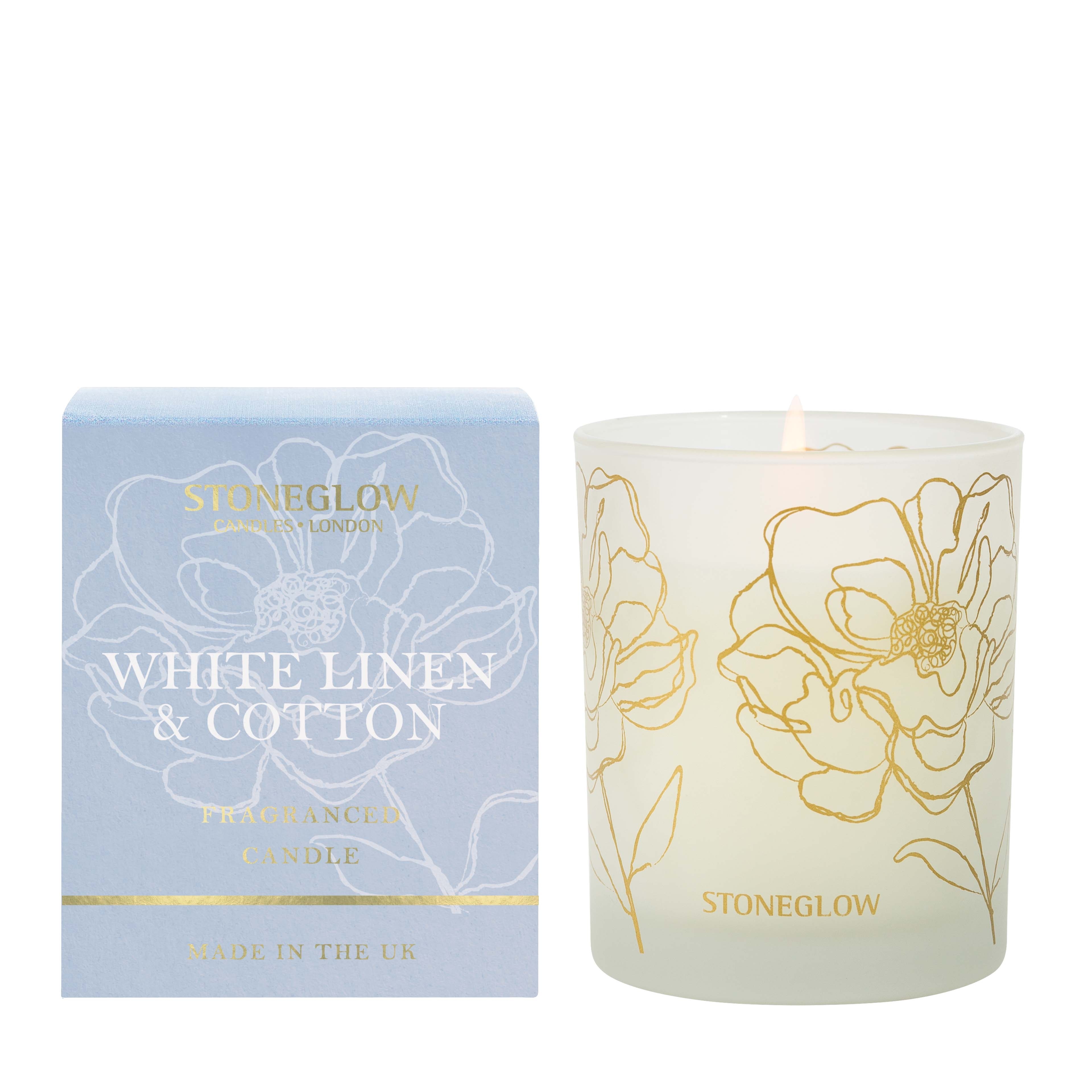 Day Flower White Linen & Cotton Duftkerze 180g