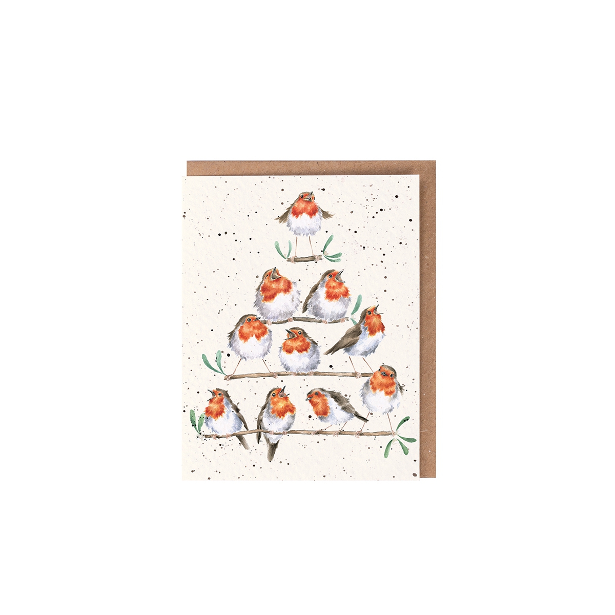 Oiseaux dans la neige Carte de Noël "Rockin' Robins" 91 x 72mm Wrendale Designs