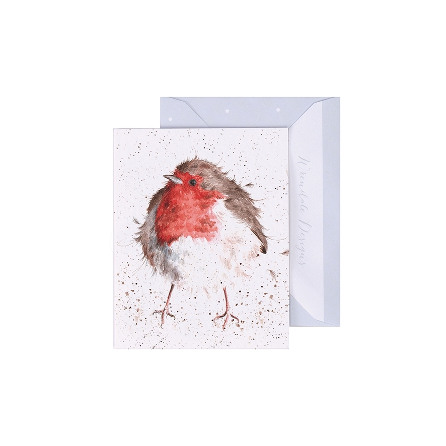 Rotkelch Vogel Geschenkkarte "Jolly Robin" 90 x 75mm Wrendale Designs