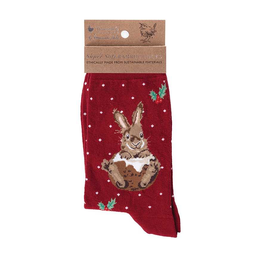 Chaussettes de Noël lapin "Little Pudding" taille femme Wrendale Designs