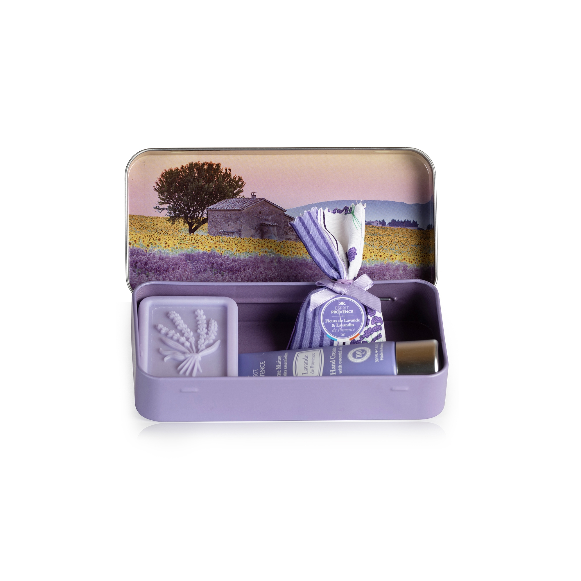 Set edle Metallox Seife Lavendel 60 g & Sachet & Handcreme 30ml