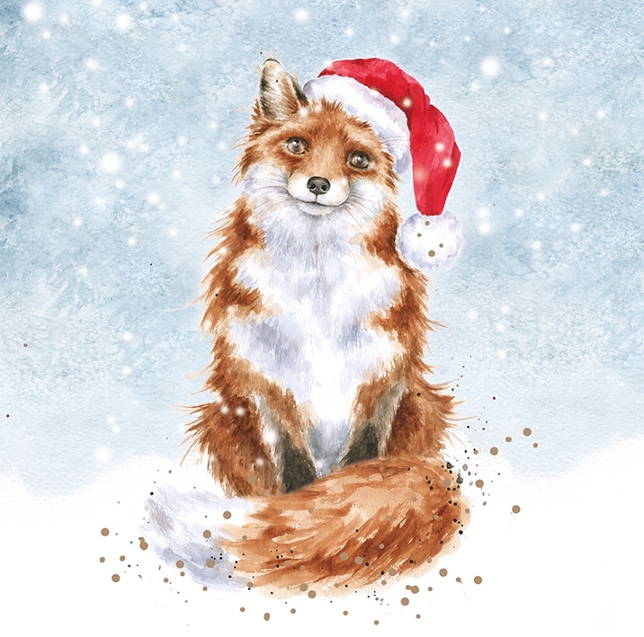 Fuchs Weihnachtskarten "Festive Fox" 120 x 120mm Wrendale Designs
