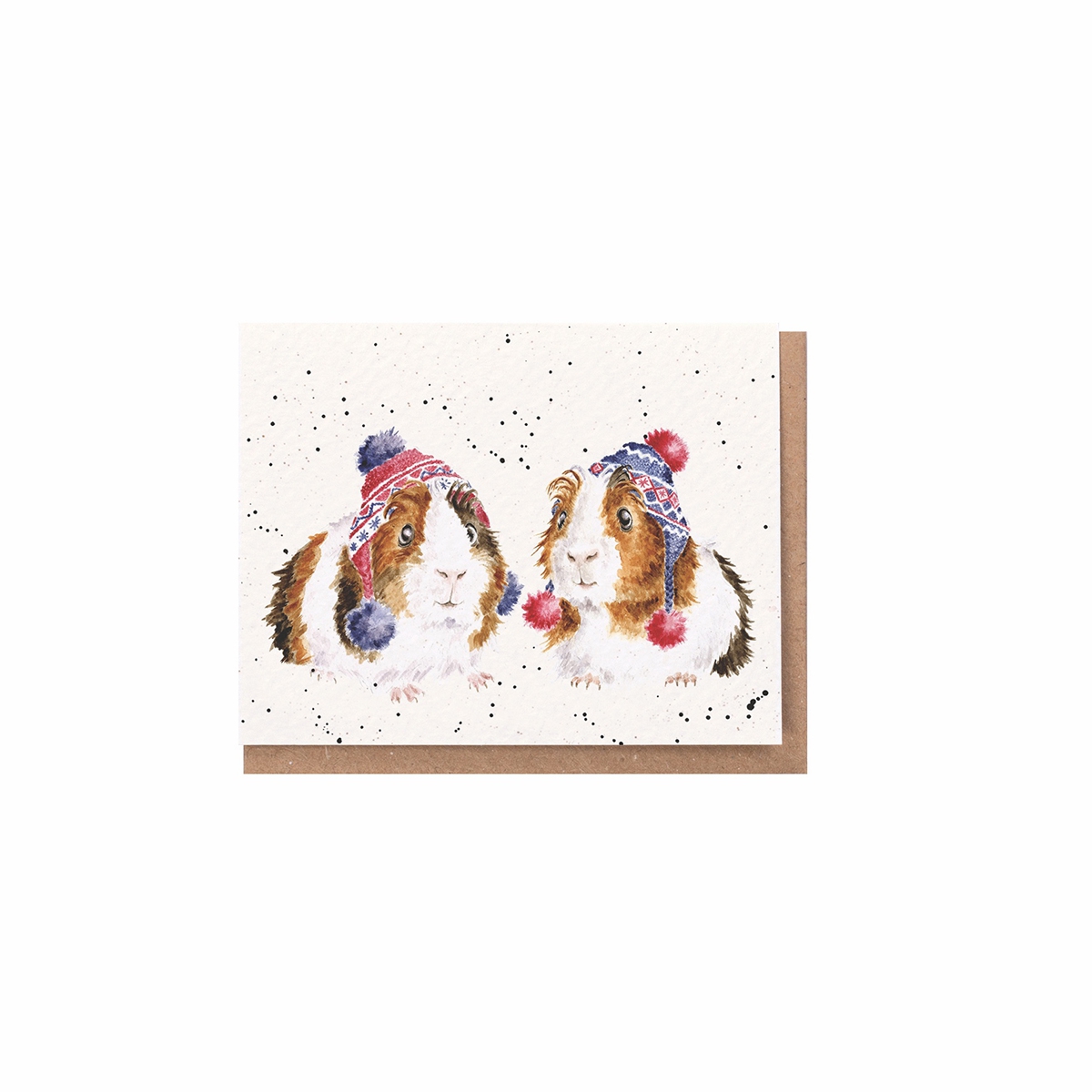 2 Cochons d'Inde dans la neige Carte de Noël "It's Be-guinea" 91 x 72mm Wrendale Designs