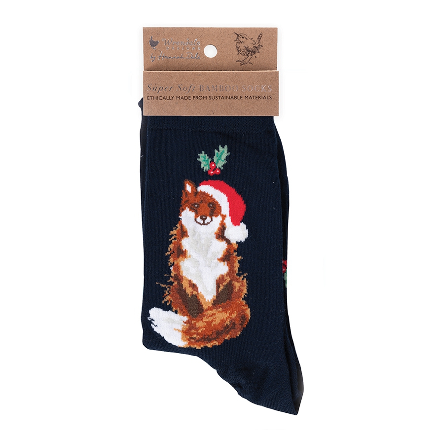 Chaussettes de Noël en renard "Festive Fox" taille femme Wrendale Designs