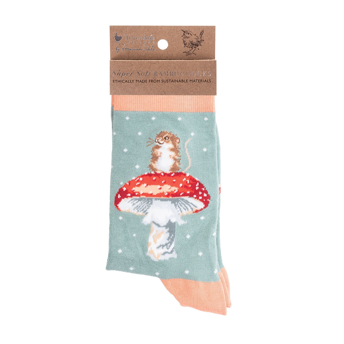 Souris sur chaussettes champignon "Fungi" taille femme Wrendale Designs