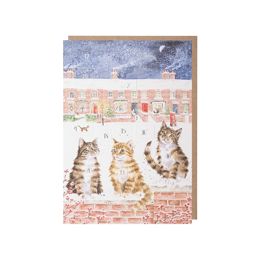 Adventskalender Katzen Karte "In the lane, snow is glistening" 158 x 210mm Wrendale Designs