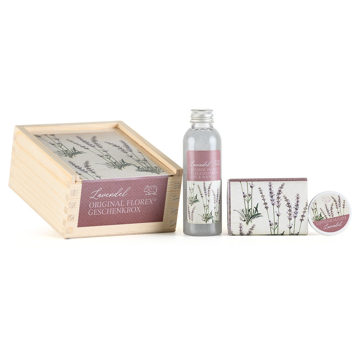 Geschenk-Holzbox Lavendel Schafmilch Nostalgie