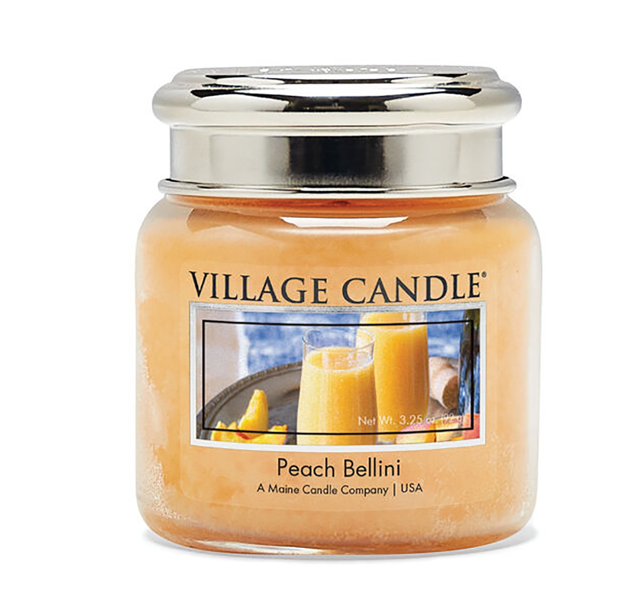 Peach Bellini 3.75 oz Glas Village Candle