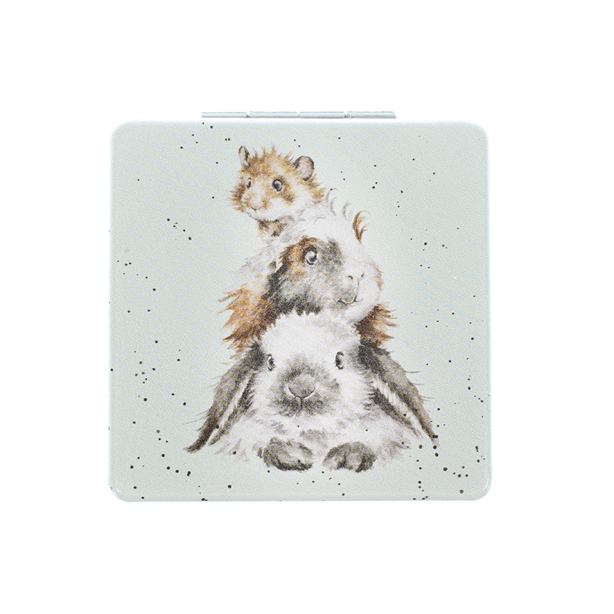 Cochon d'Inde, Lapin,Hamster Miroir "Piggy in the Middle" 70 x 70mm Wrendale Designs