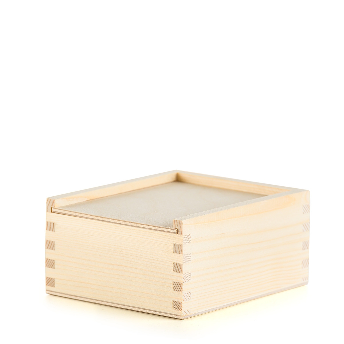 Holzbox leer mit Schiebedeckel 132 x 111 x 62 mm