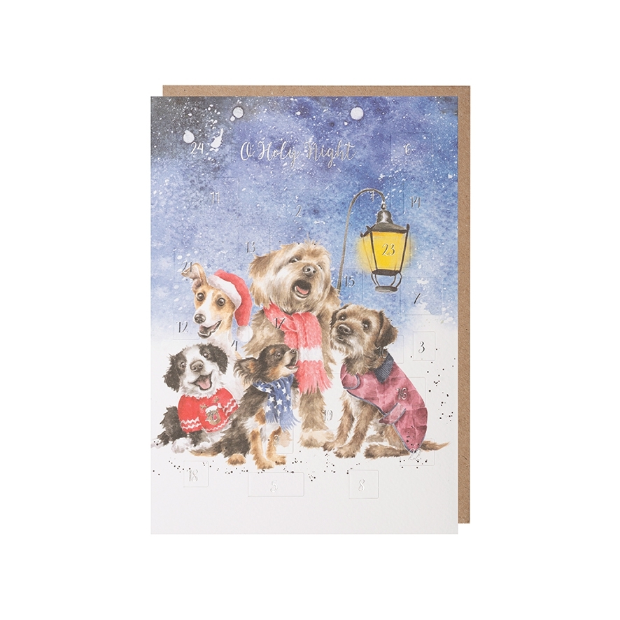 Hund Adventskalender Hase Karte "O Holy Night" 158 x 210mm Wrendale Designs