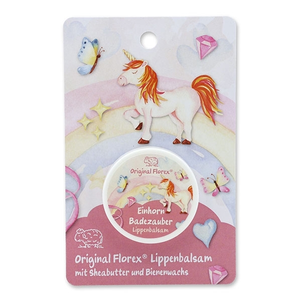 Lippenbalsam 10ml mit Karte "Einhorn Badezauber", Blütenzauber