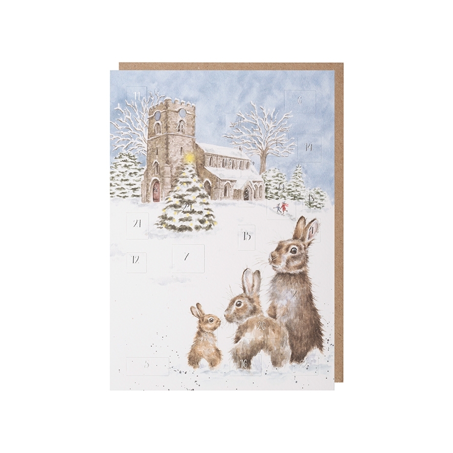 Adventskalender Hase Karte "Silent Night" 158 x 210mm Wrendale Designs