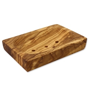 Porte-savon carré en bois d'olivier avec trous 12x