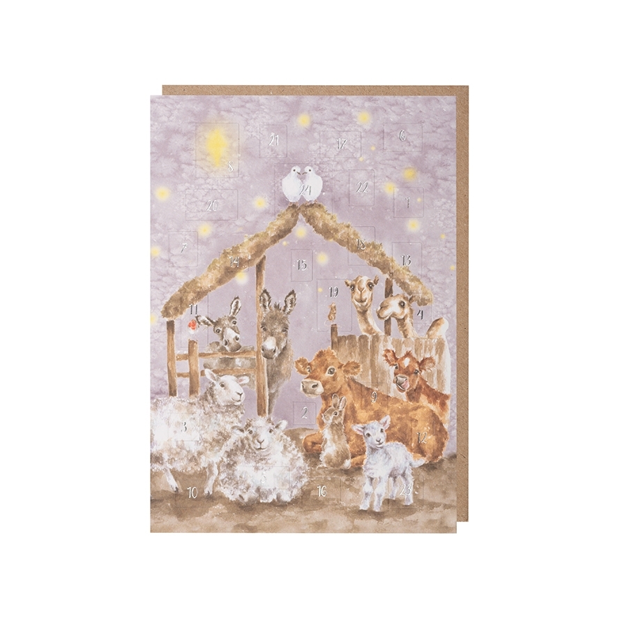 Adventskalender Bauernhof Karte "Away in a Manger" 158 x 210mm Wrendale Designs