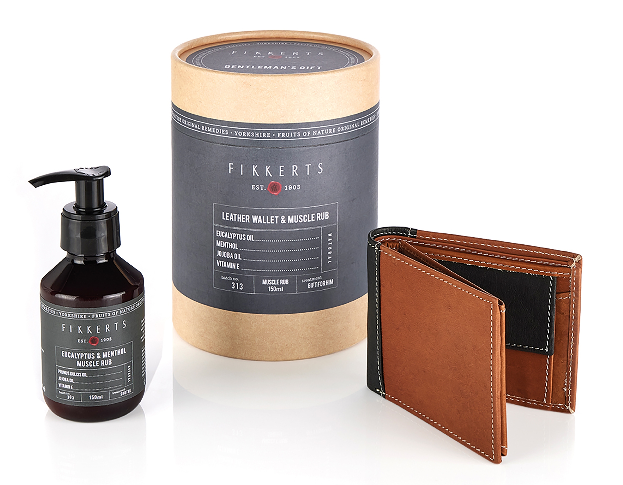 Leder-Portemonnaie & Muskelcreme Geschenkset Genleman's für Männer For Men