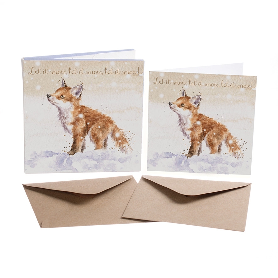 Fuchs Weihnachtskarten "Let it Snow" 120 x 120mm Wrendale Designs