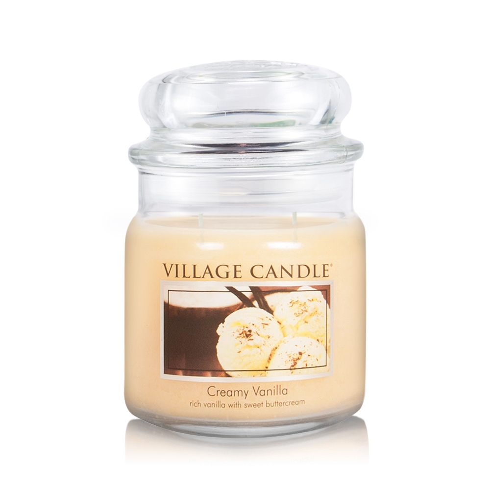 Creamy Vanilla 16 oz Glas (2-Docht) Village Candle
