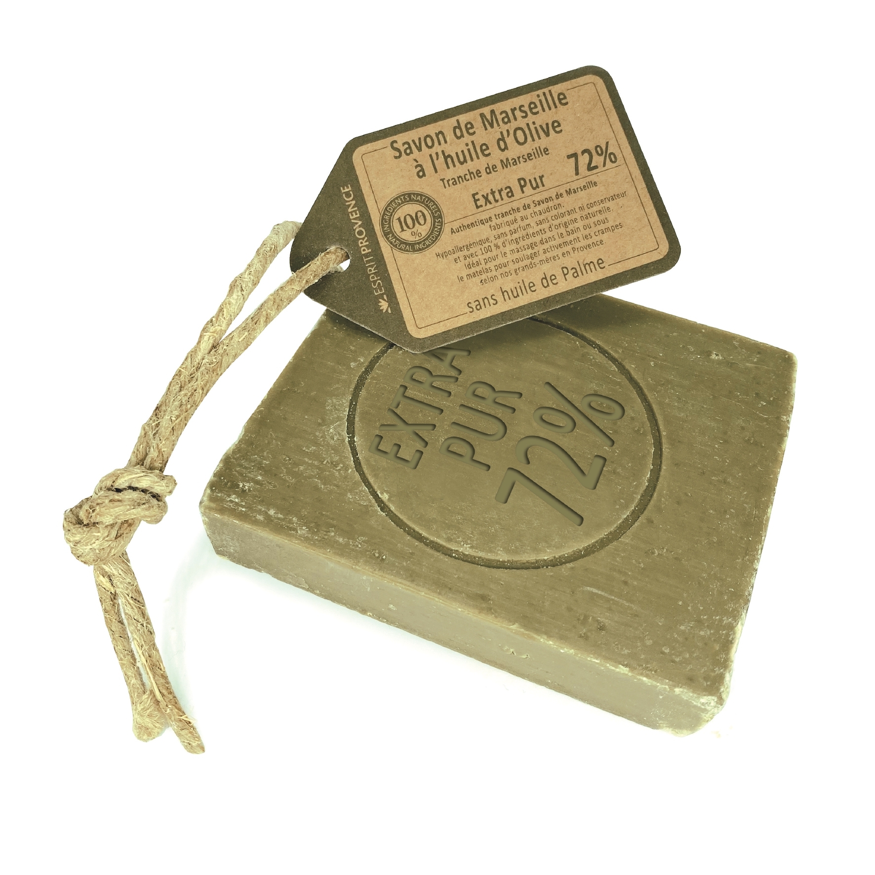 Olivenöl Kernseife 72% 150g mit Kordel Savon de Marseille Esprit Provence