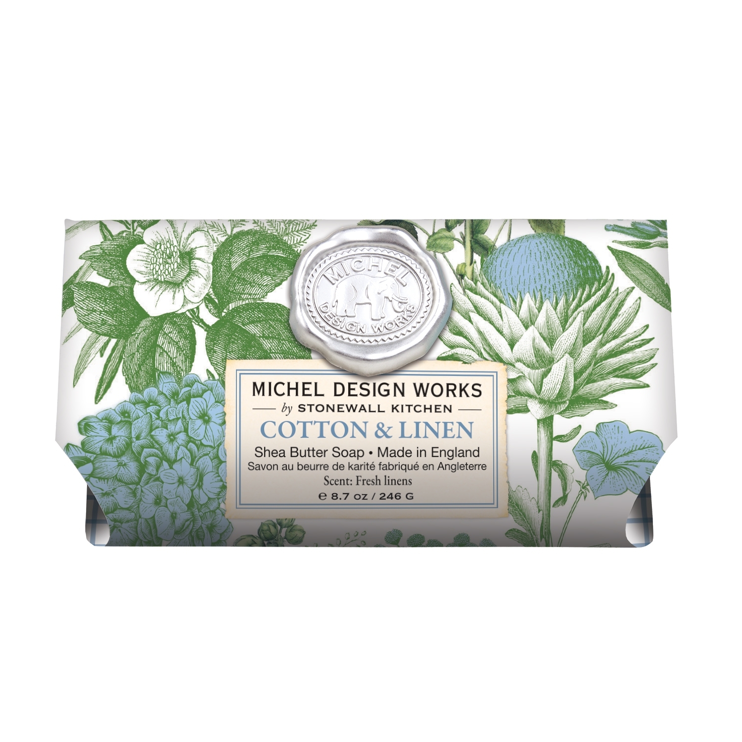 Cotton & Linen Seife verpackt extragross 246g Michel Design Works