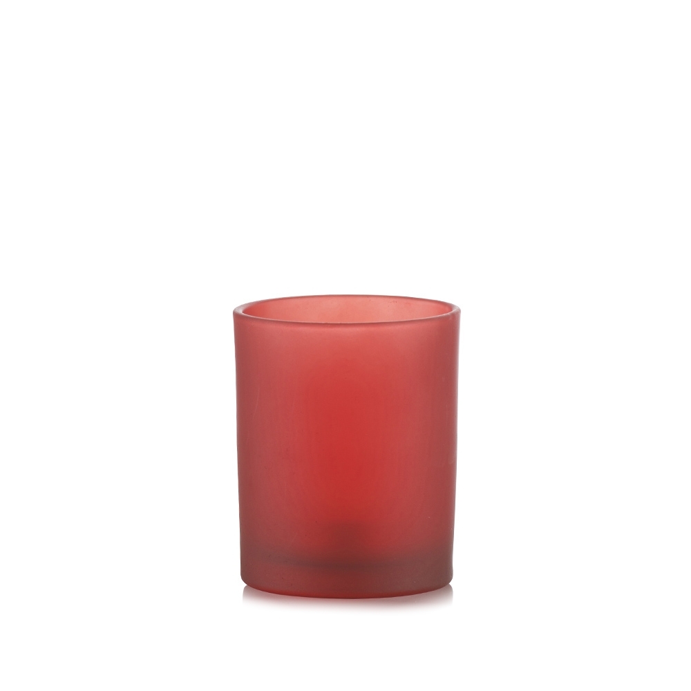 Windlichtglas rot frost H 85 mm Ø 70 mm