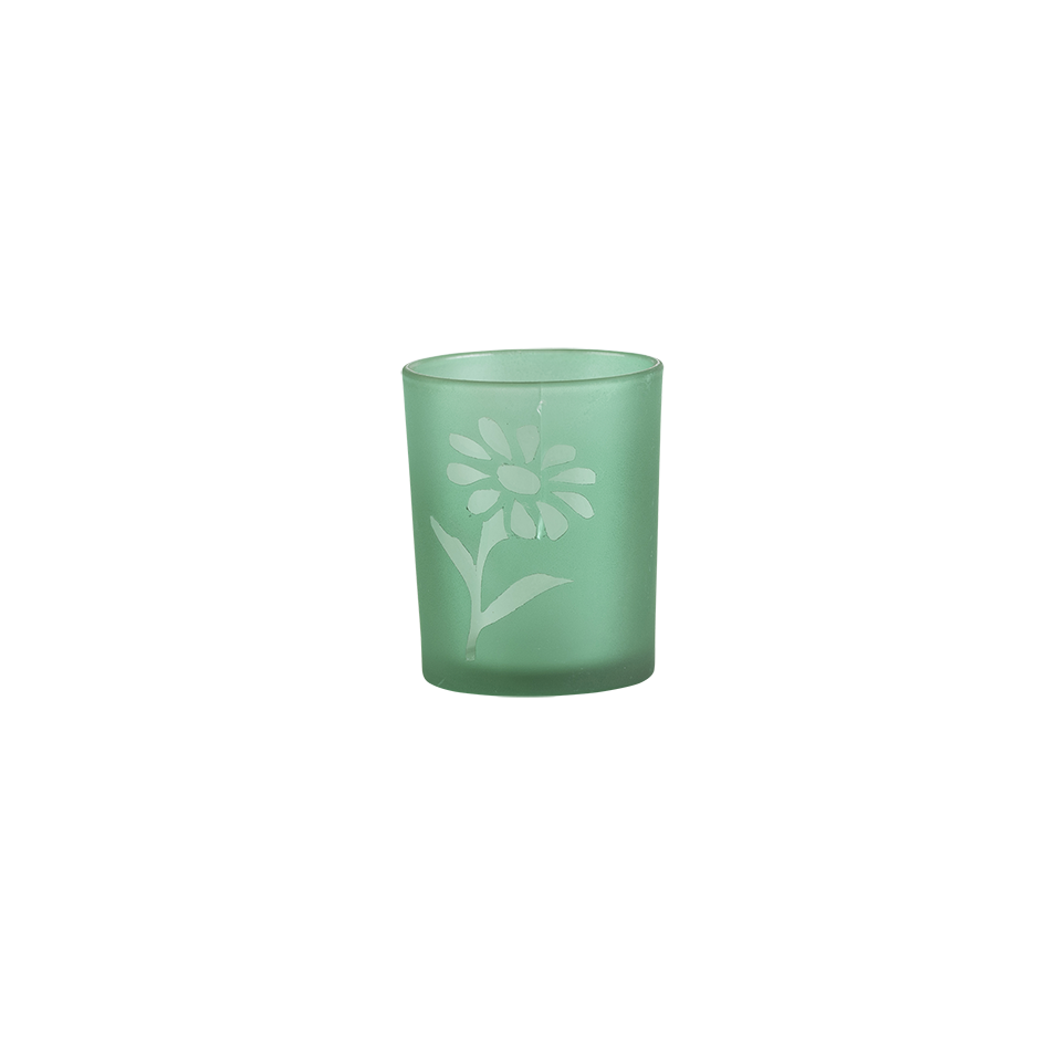 Votivglas Blume grün