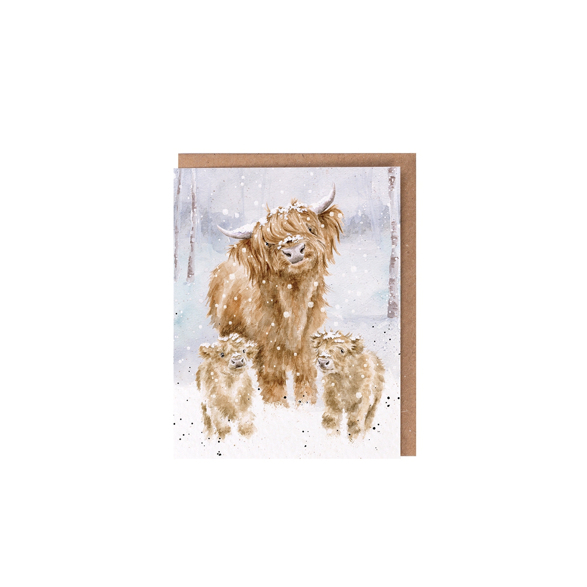 Hochlandrinder Weihnachtskarte "A Highland Christmas" 91 x 72mm Wrendale Designs