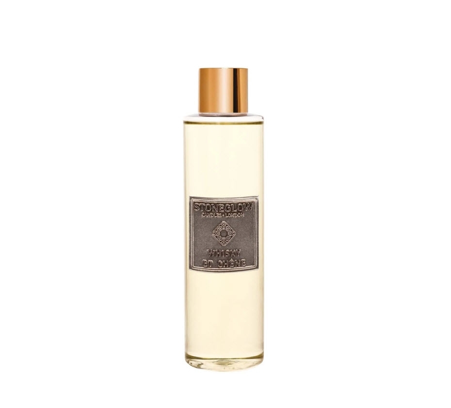 Whisky et Chene Reed Diffuser Refill 200ml Metallique Collection Stoneglow Candles