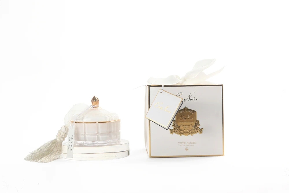 White Art Deco Candle Jasmineblütentee 200g - Côte Noire