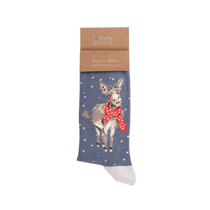 Chaussettes de Noël de l'âne "All Wrapped Up" taille homme Wrendale Designs