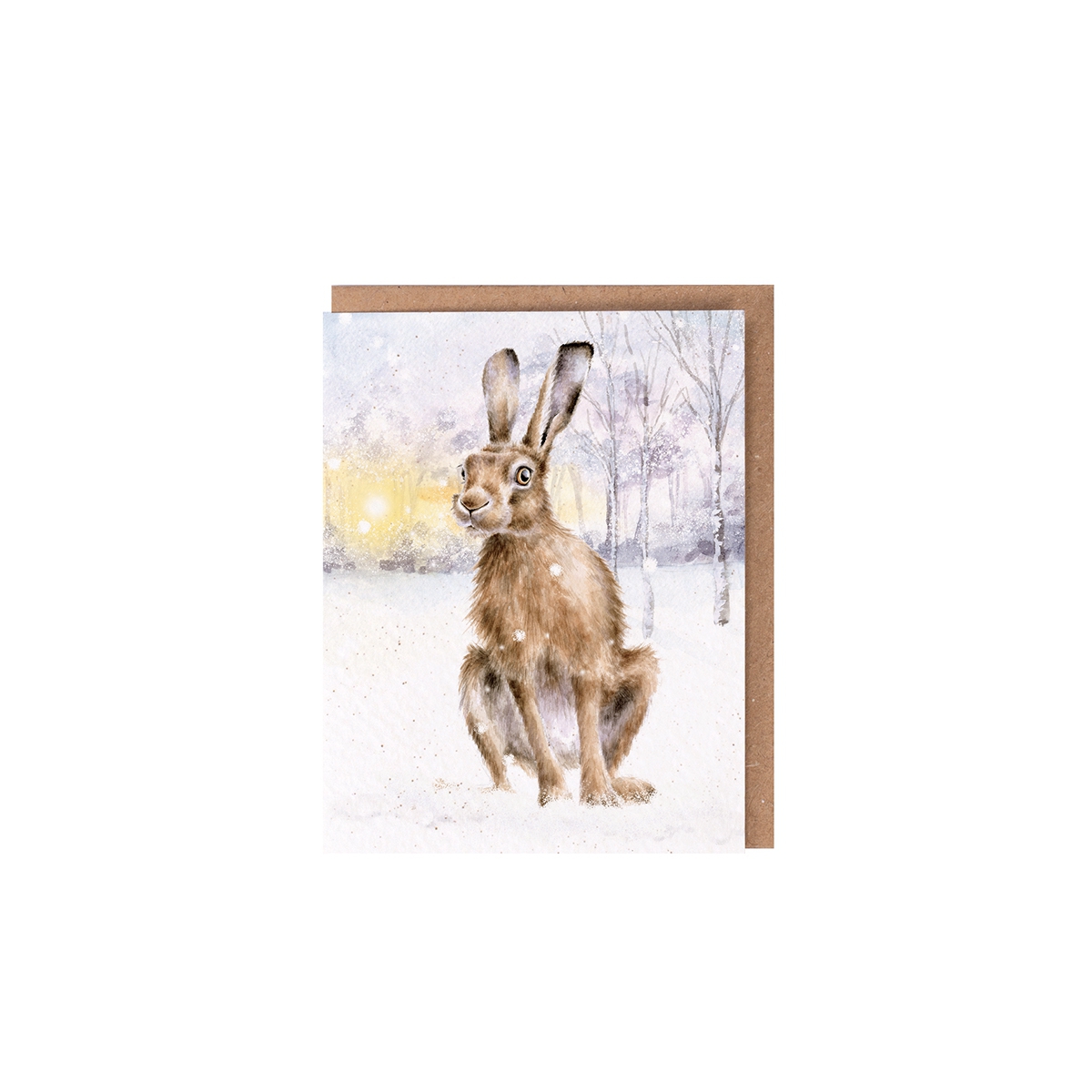 Hase im Schnee Weihnachtskarte "Rockin' Robins" 91 x 72mm Wrendale Designs