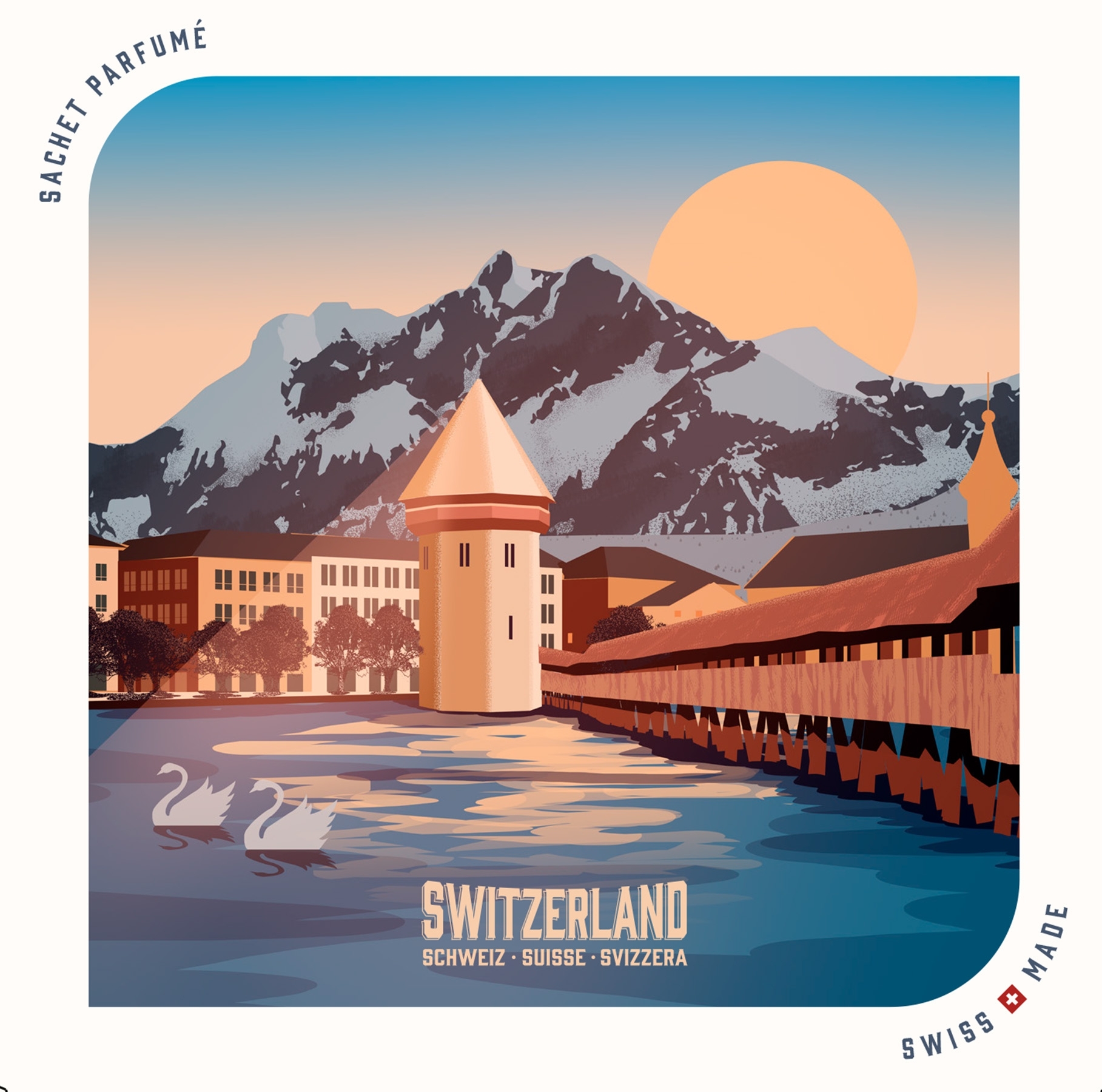 Luzern Kapellbrücke Duftsachet Collectors Edition Suisse 120 x 120 mm