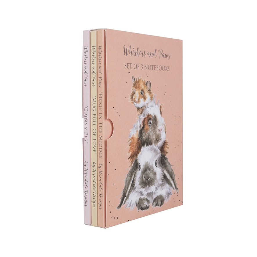 Notizbuchset aus 3 Notizbüchern A6 "Whiskers and Paws" 105 x 148mm Wrendale Designs