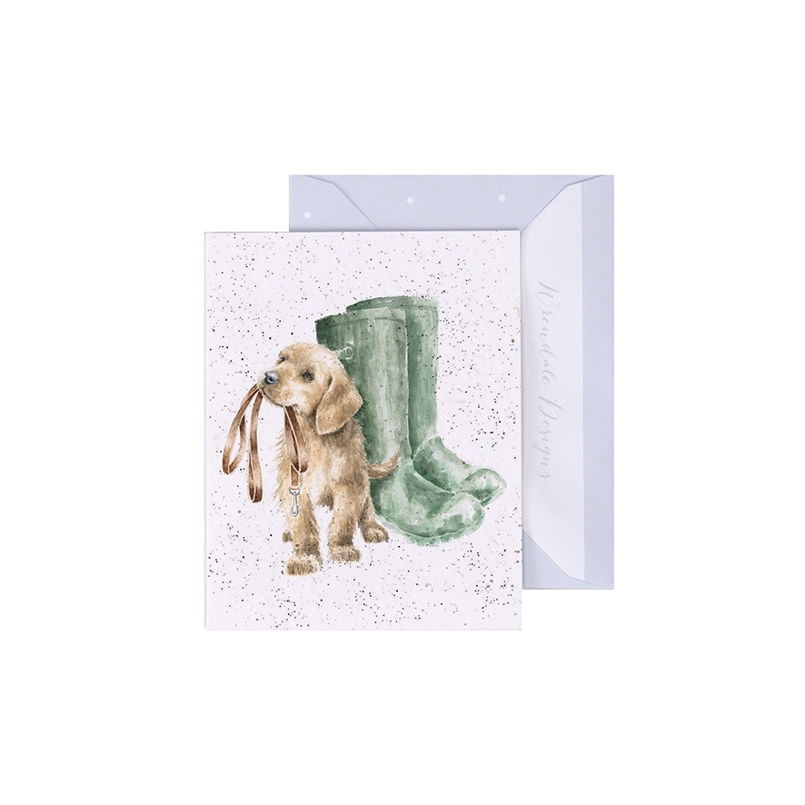 Hund Gummistiefel Geschenkkarte "Hopeful" 90 x 75mm Wrendale Designs