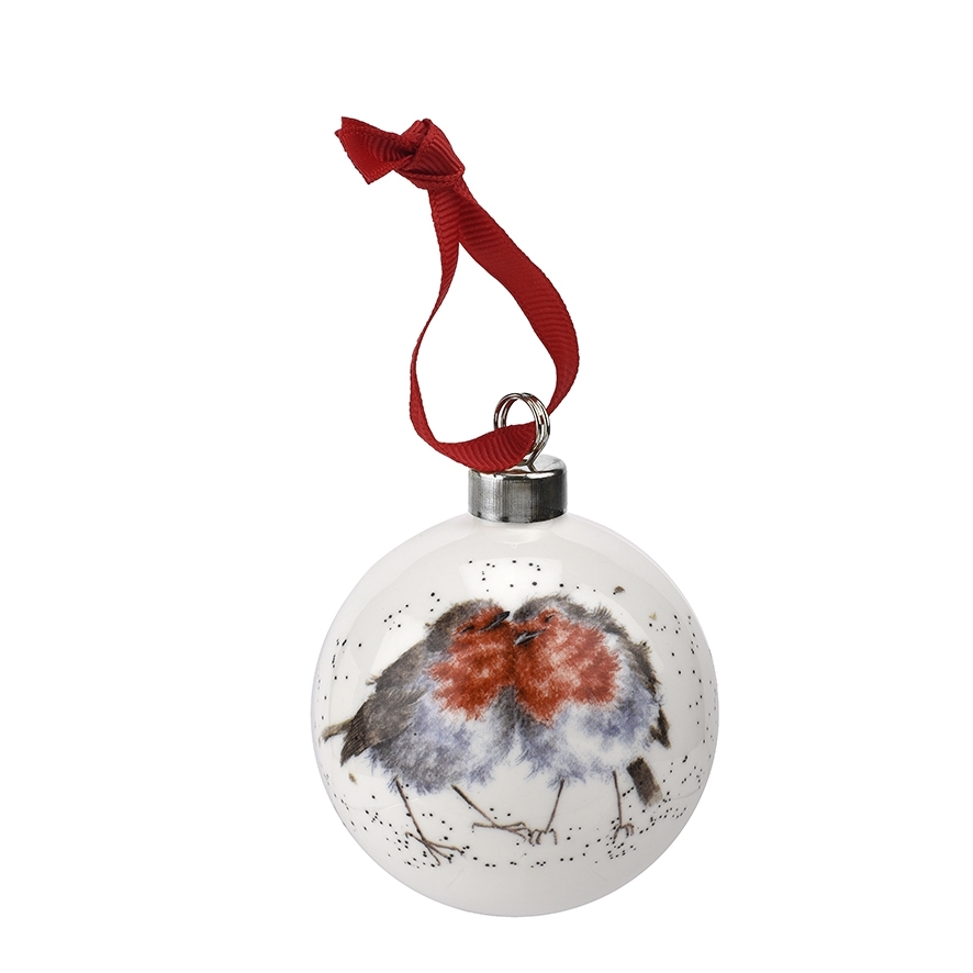 Robin "Snuggled up" Christbaumkugeln Wrendale Designs