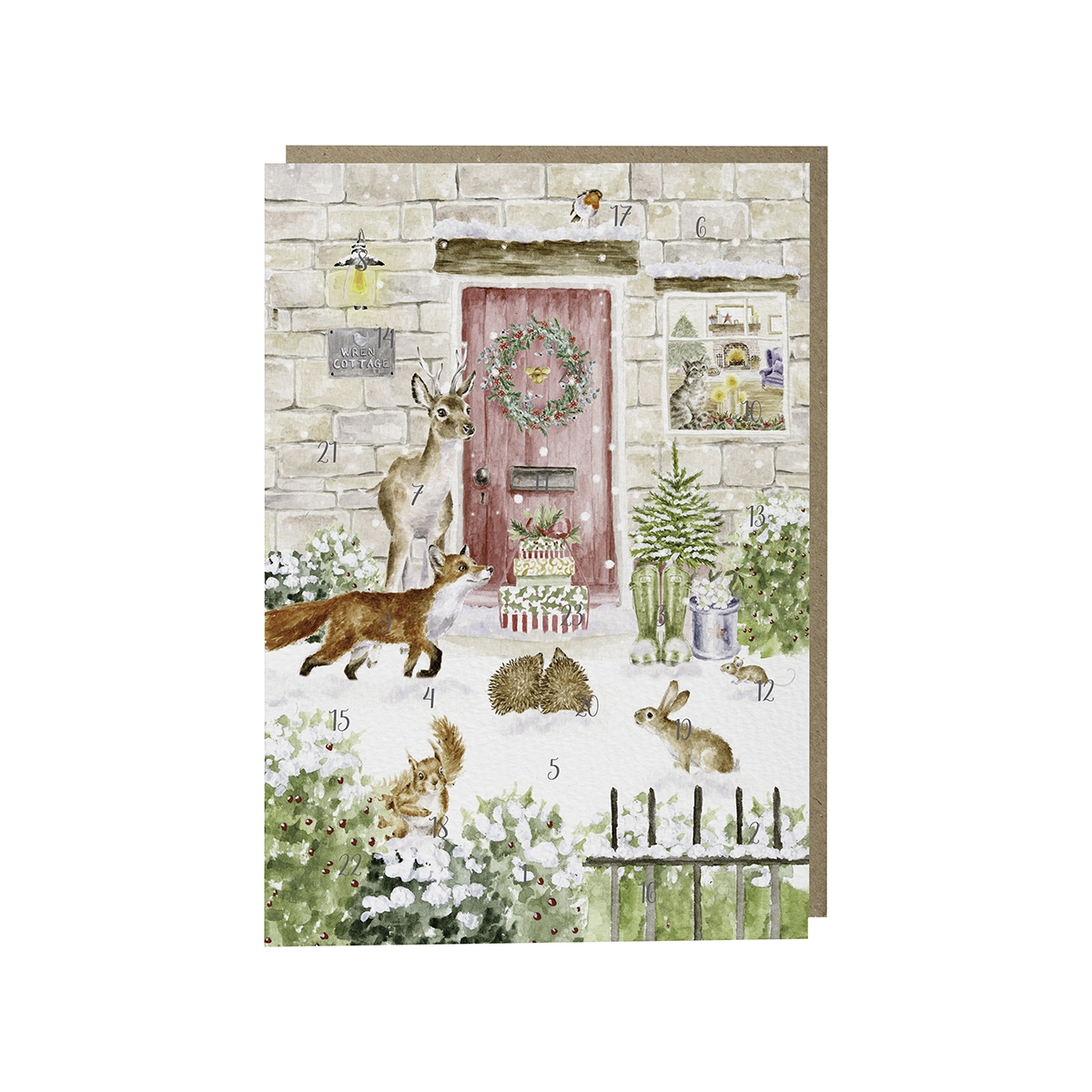 X-Mas Adventskalender Karten "Christmas Cottage" 158 x 210mm Wrendale Designs
