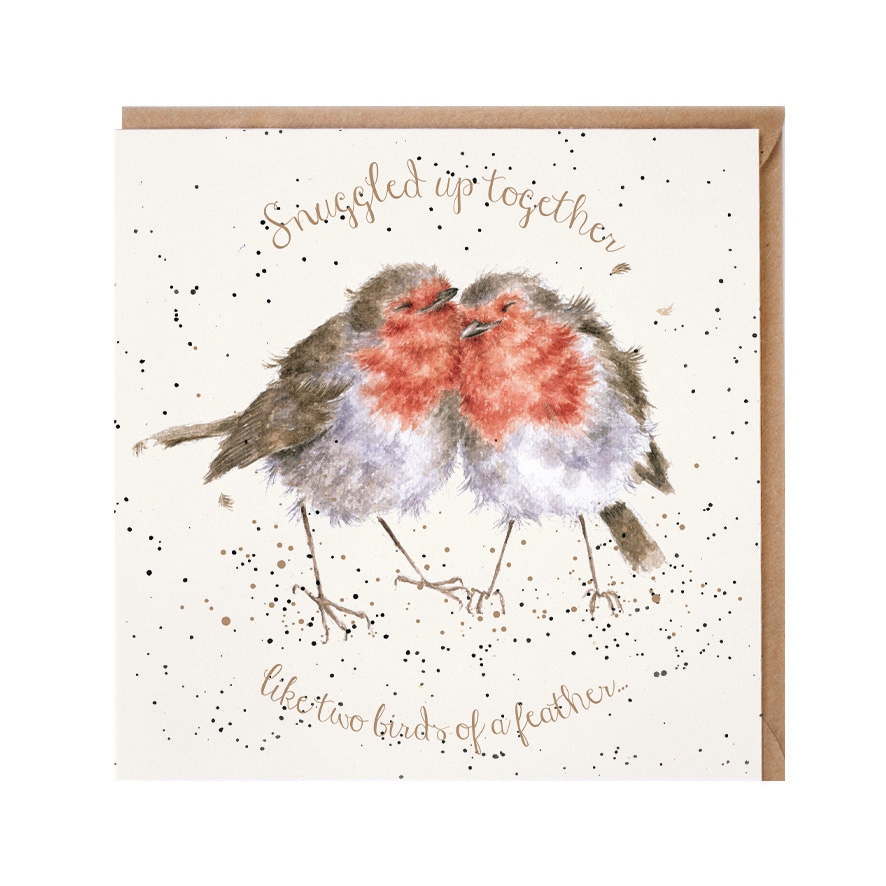 2 Vögel Weihnachtskarte "Birds of a Feather" 150 x 150mm Wrendale Designs